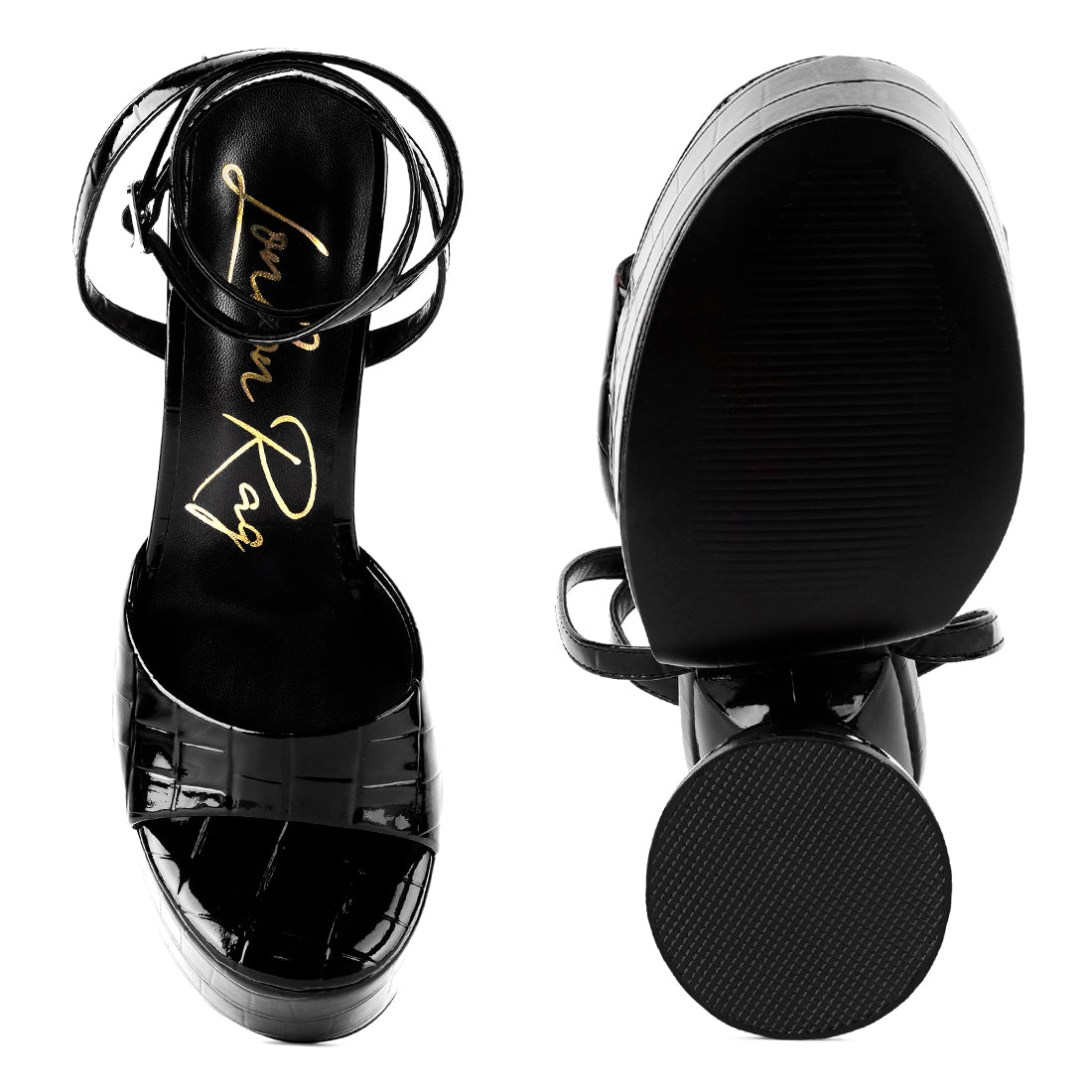 Black Ultra High Platform Sandals