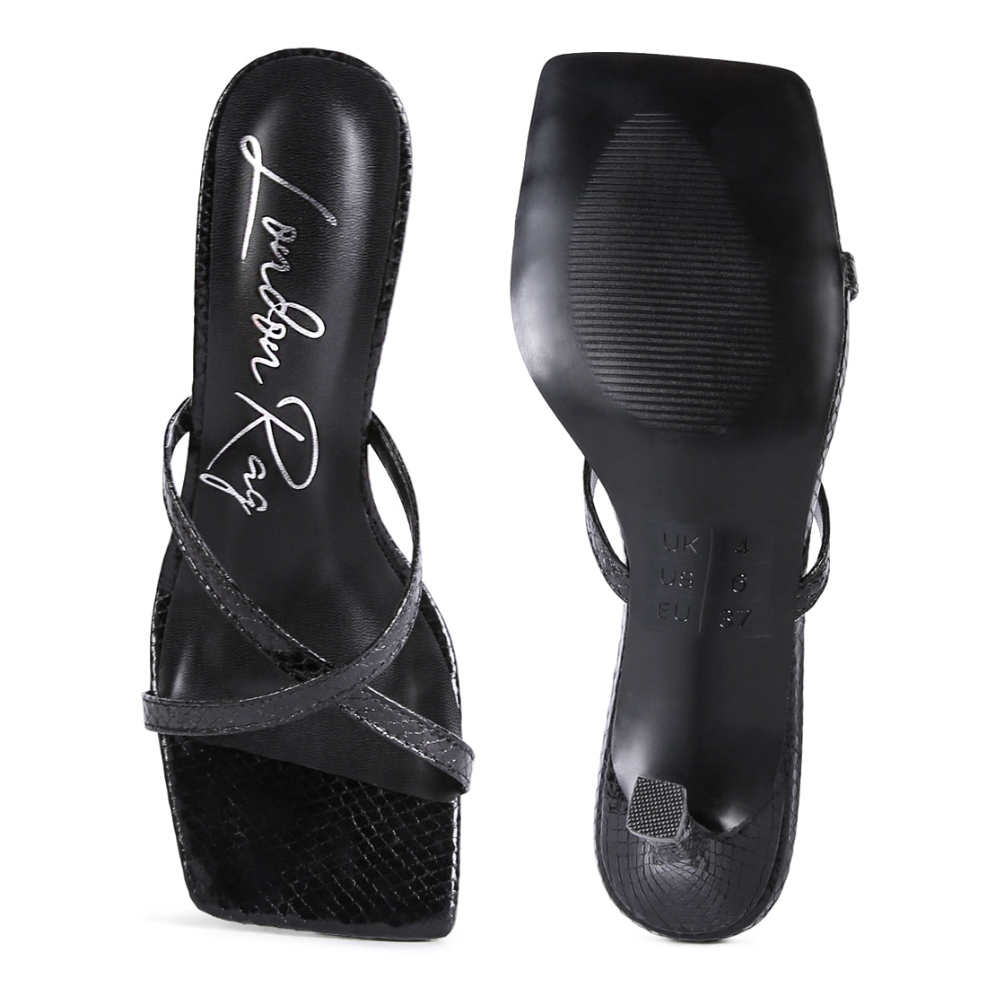 Croc Cross Strap Slider Sandals in Black
