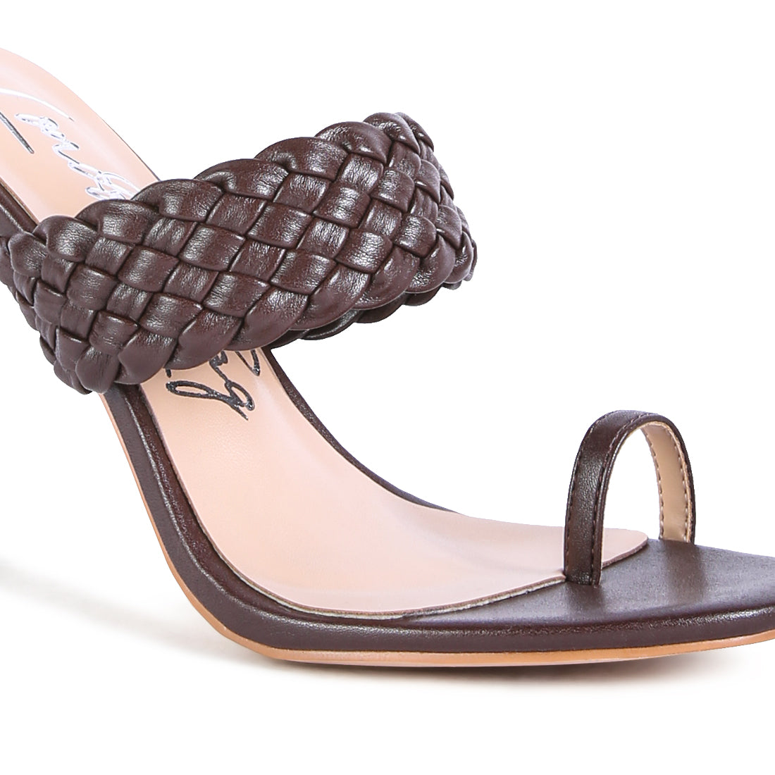 Woven Strap Toe Ring Sandals in Coffee