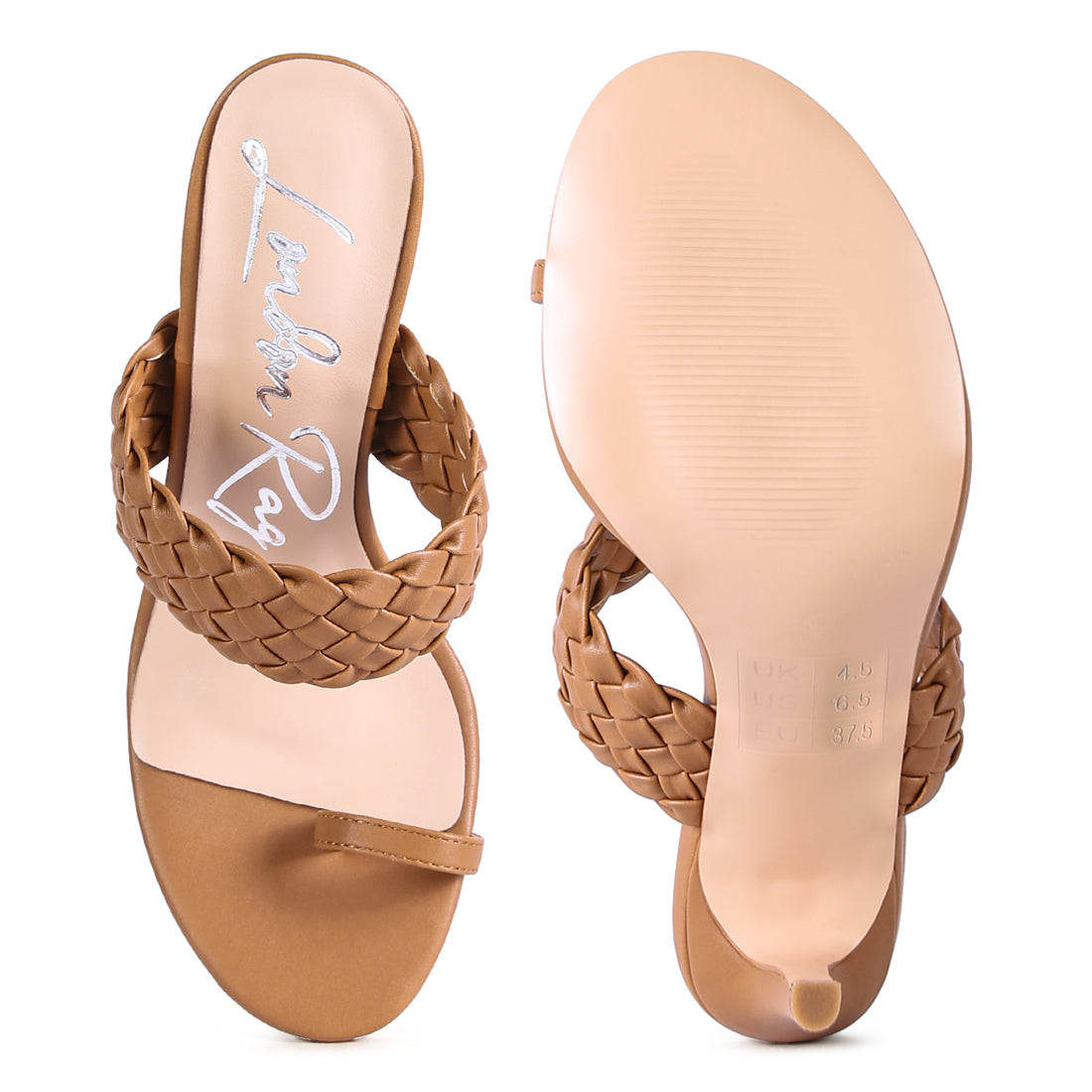 Woven Strap Toe Ring Sandals in Tan