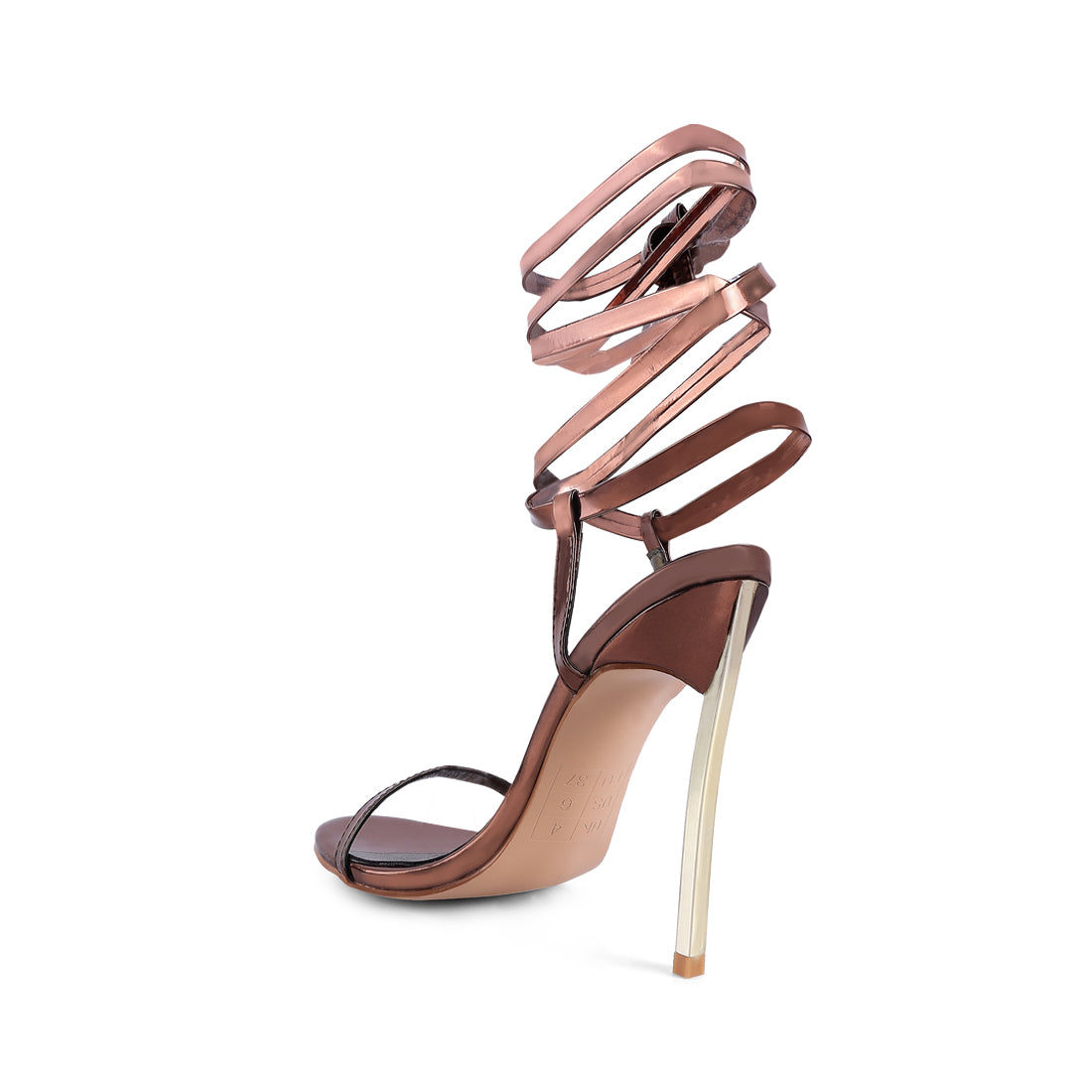 Stiletto Lace Up Sandal in Brown