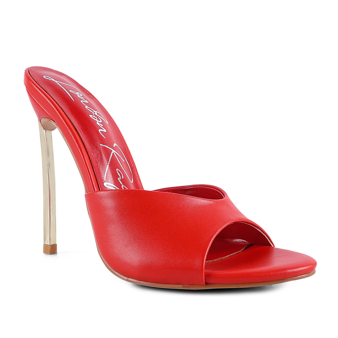 High Heeled Sliders Sandals in Red
