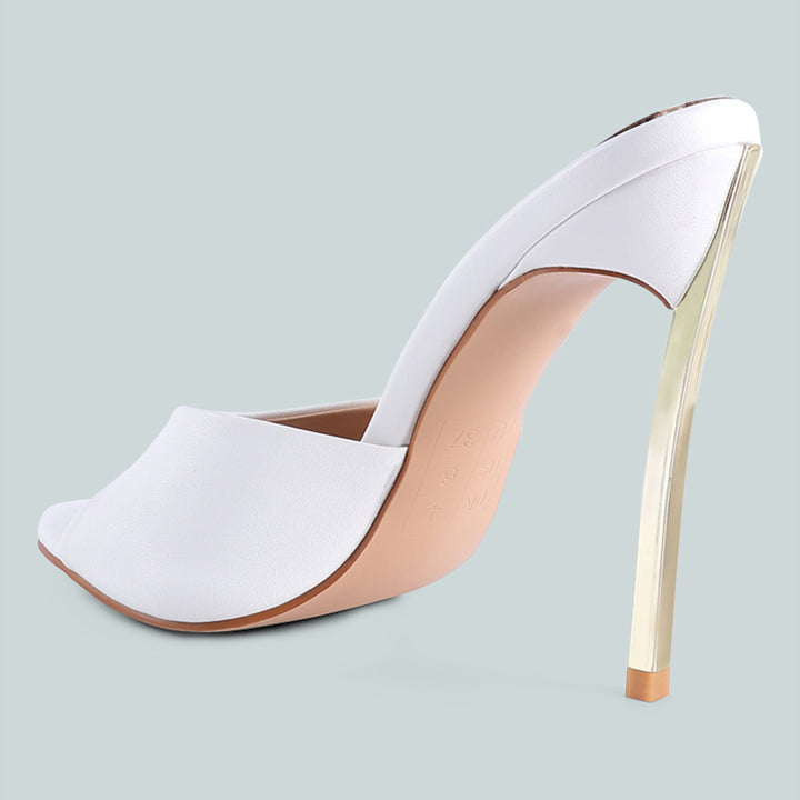 High Heeled Sliders Sandals in White
