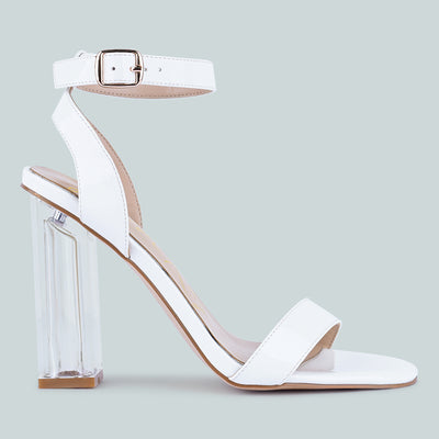 White Clear High Heeled Block Sandals
