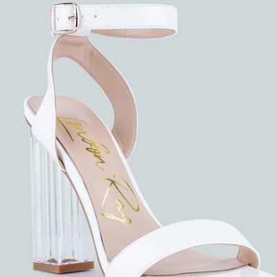White Clear High Heeled Block Sandals
