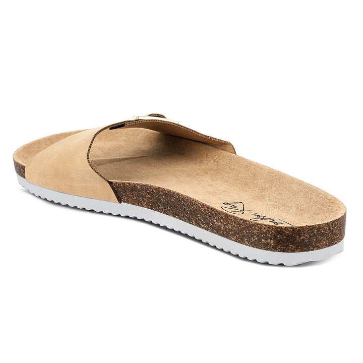 Camel Buckled Strap Slides