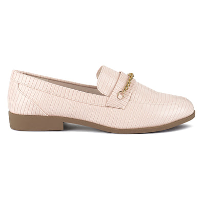 low block loafers adorned with golden chain#color_taupe