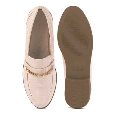 low block loafers adorned with golden chain#color_taupe