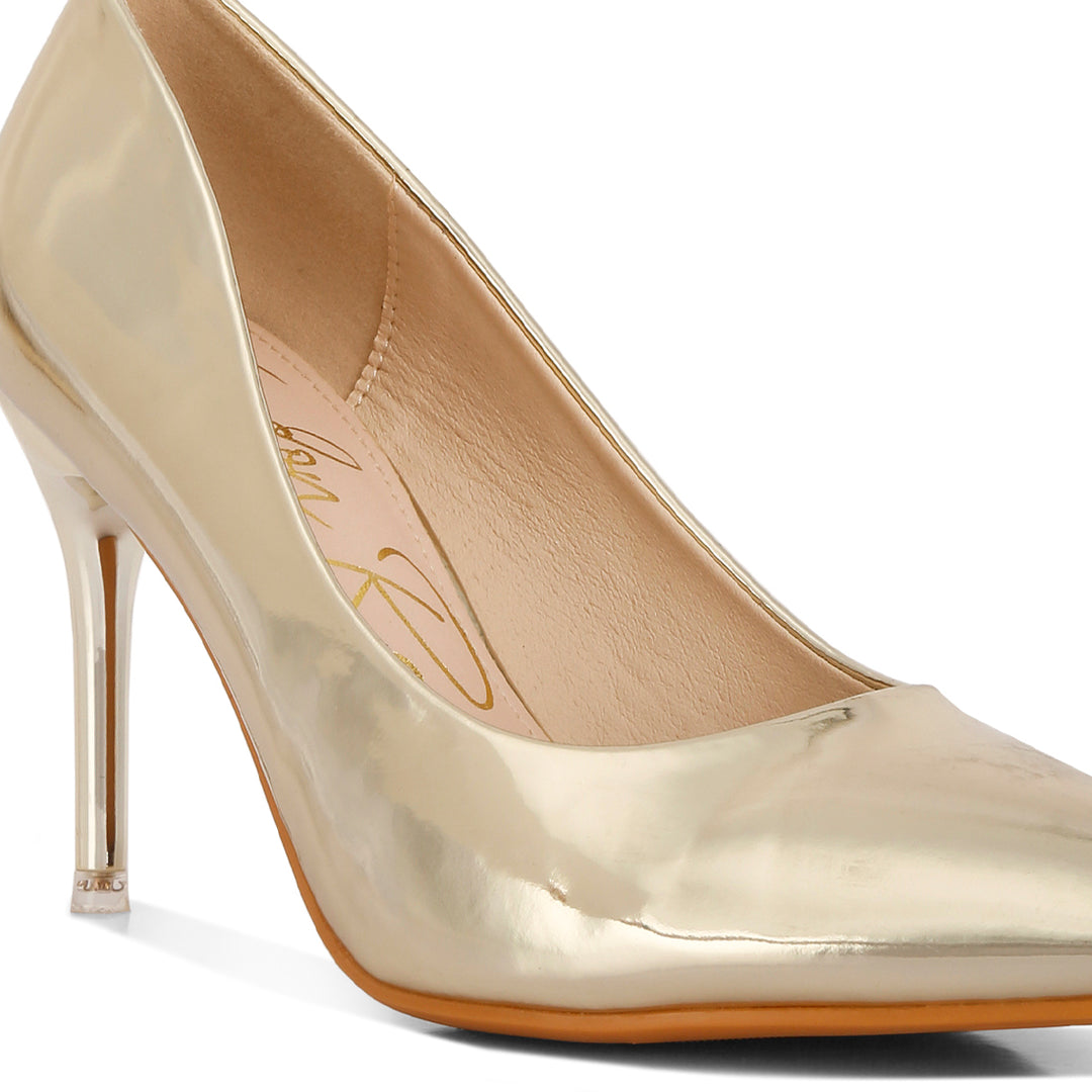 Poudre Metallic Pointed Stilettos in Gold