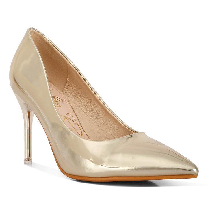 Poudre Metallic Pointed Stilettos in Gold