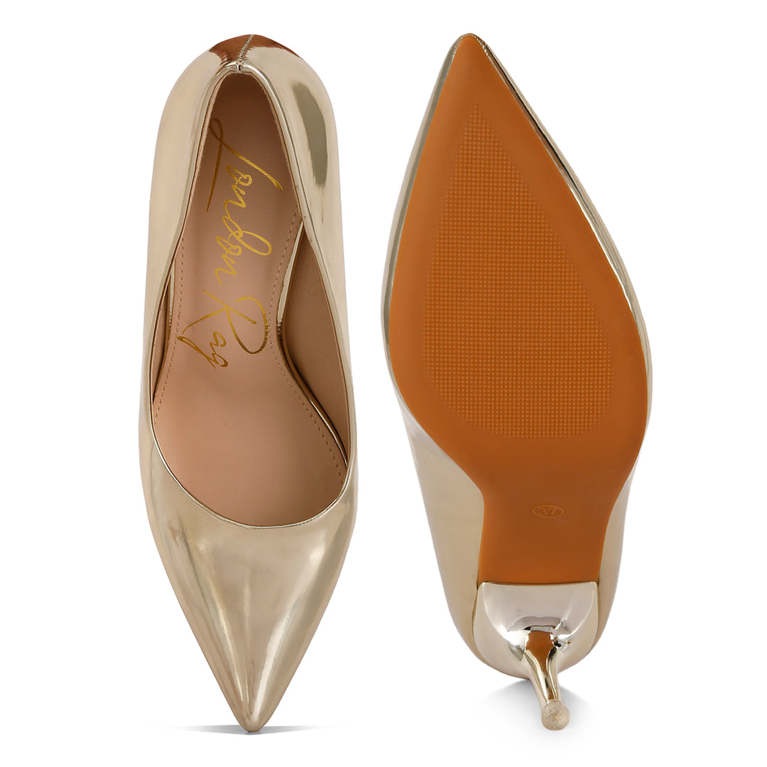 Poudre Metallic Pointed Stilettos in Gold