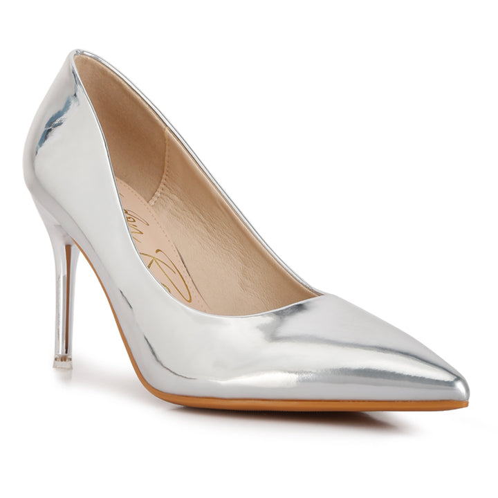 Poudre Metallic Pointed Stilettos in Silver