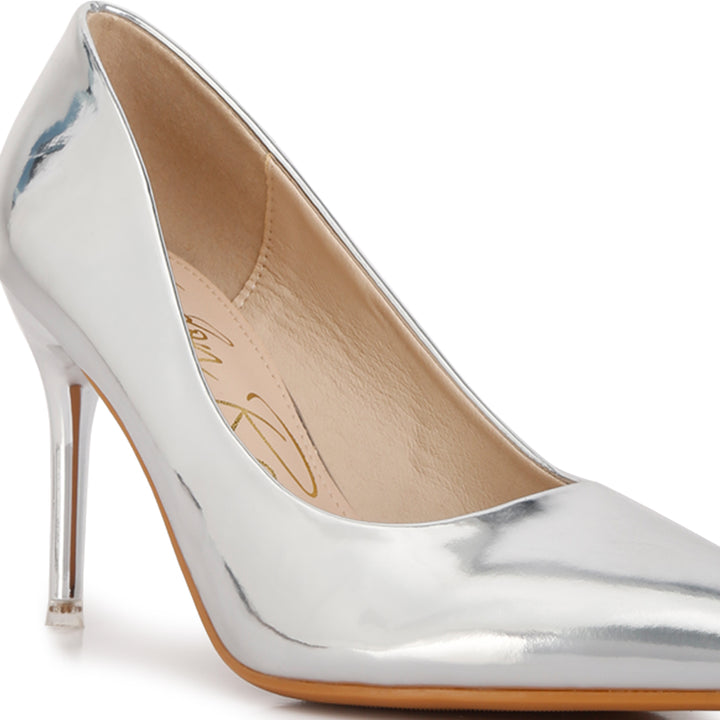 Poudre Metallic Pointed Stilettos in Silver