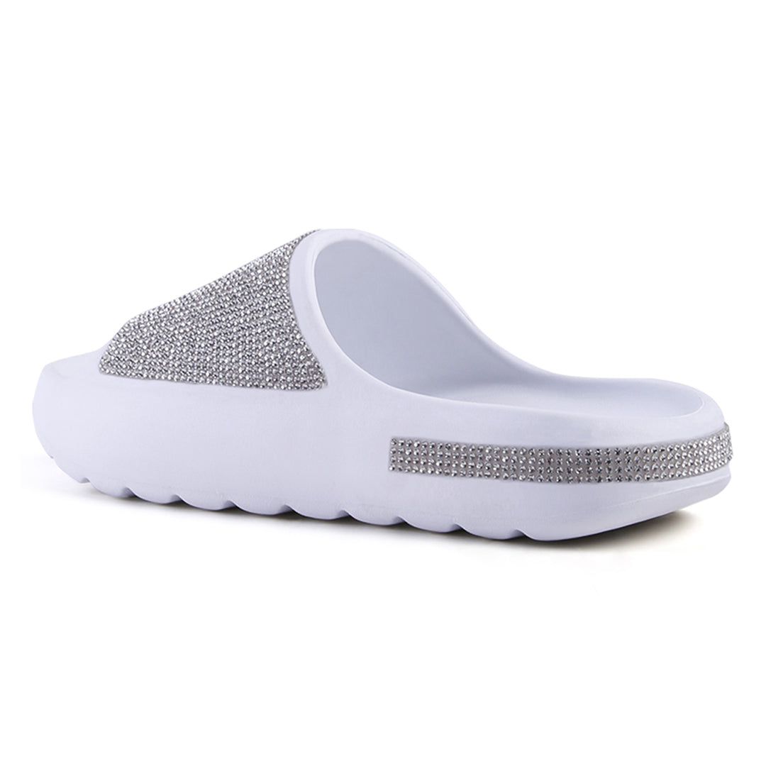 women diamante pool sliders#color_white