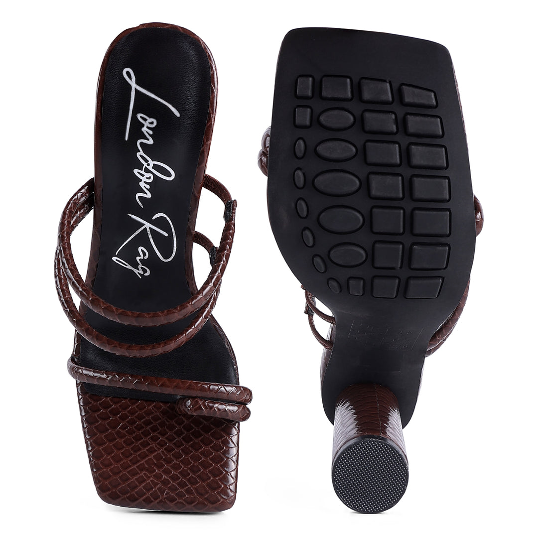 women block heeled croc sandals#color_brown