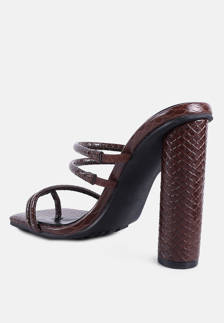 women block heeled croc sandals#color_brown