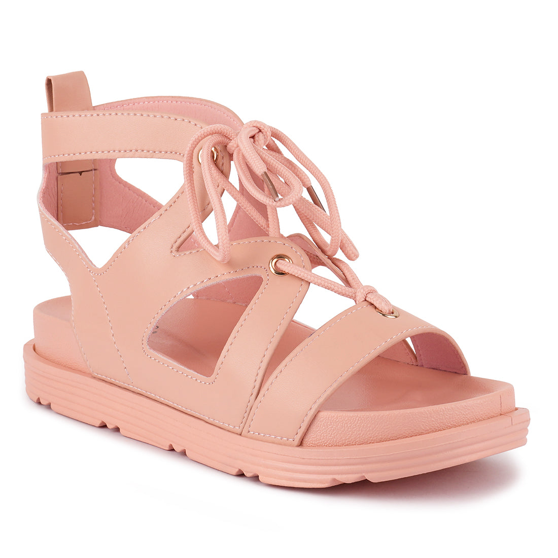 Pink Voopret Tie-Up Platform Sandals