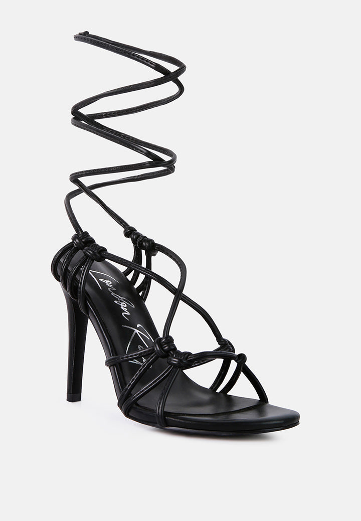 women lace up high heeled sandal#color_black