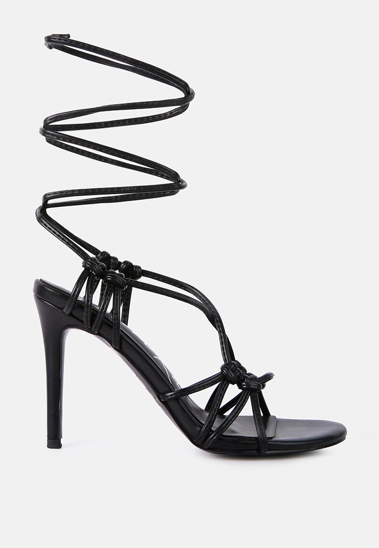 women lace up high heeled sandal#color_black