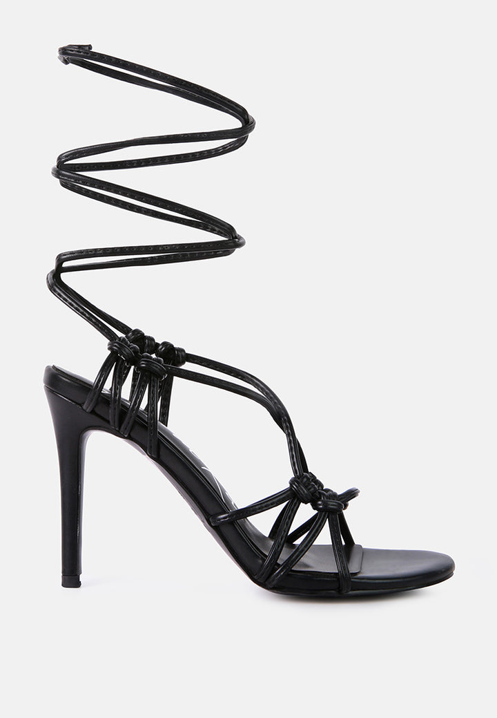 women lace up high heeled sandal#color_black