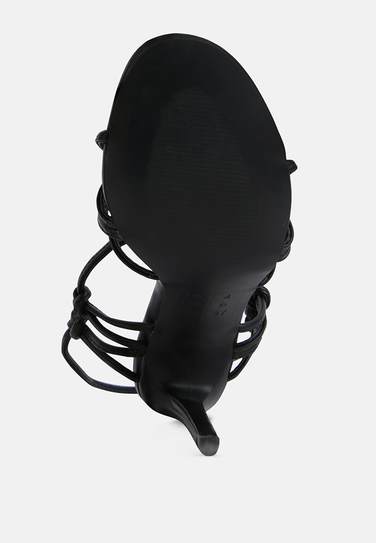 women lace up high heeled sandal#color_black