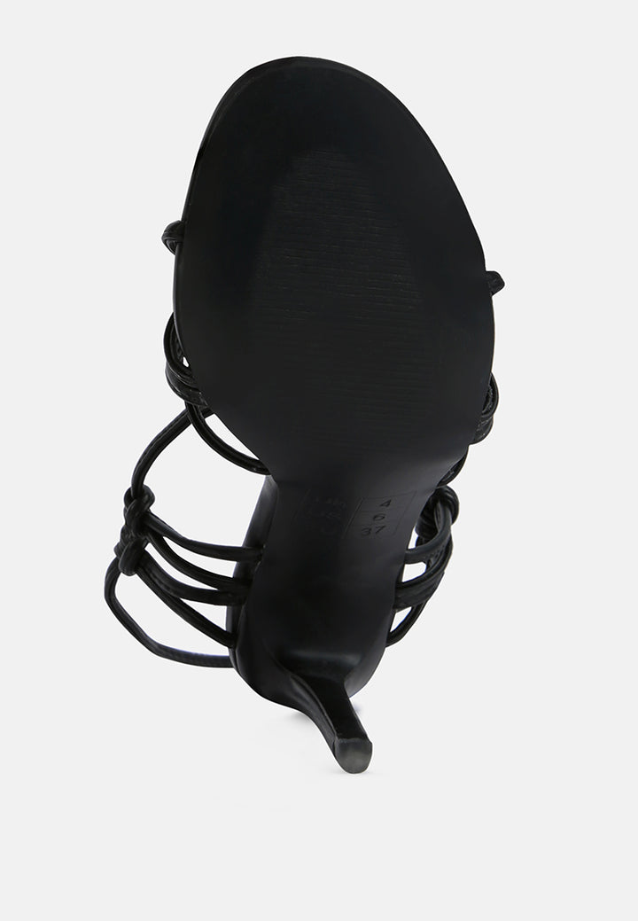 women lace up high heeled sandal#color_black