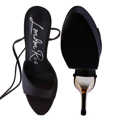 Black Platform Lace-Up Heel Sandals