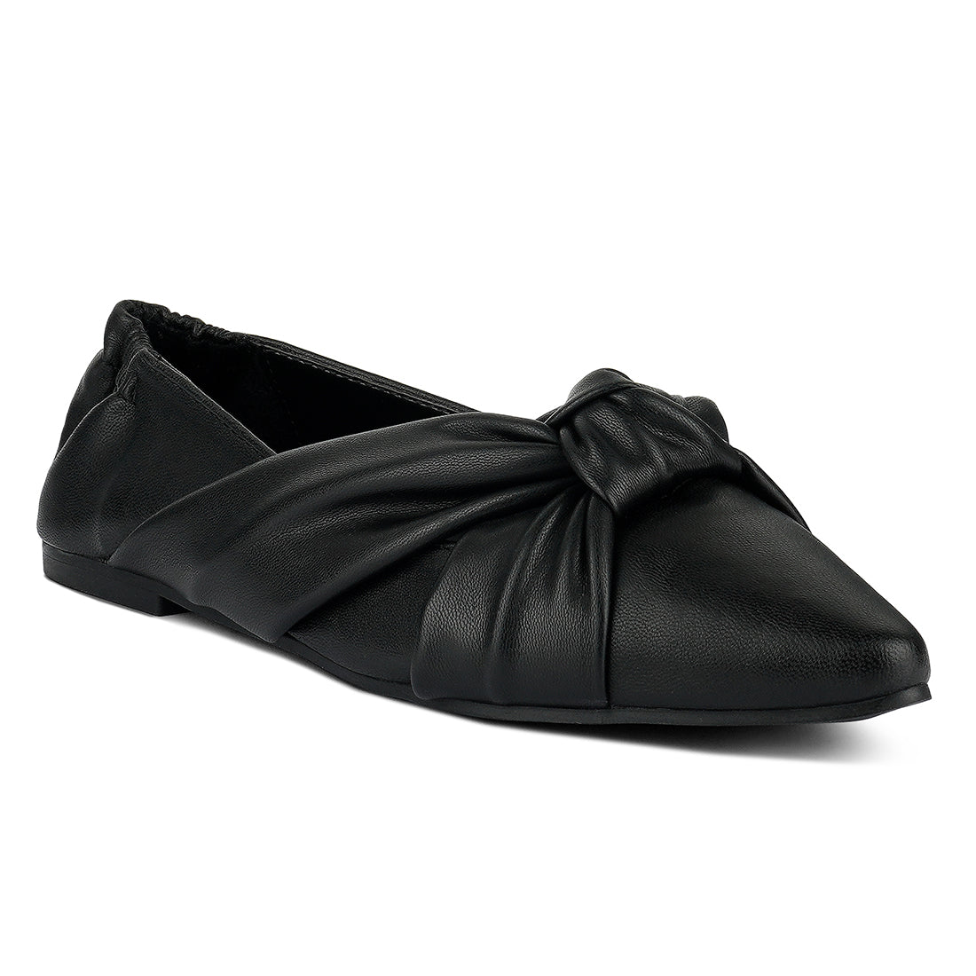 Black Knot Detail Elasticated Ballet Flats