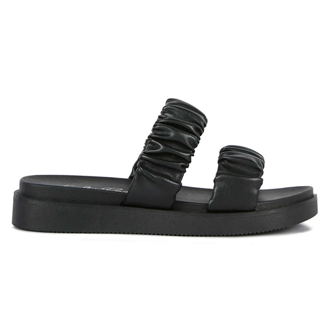 Black Ruched Strap Platform Sandals