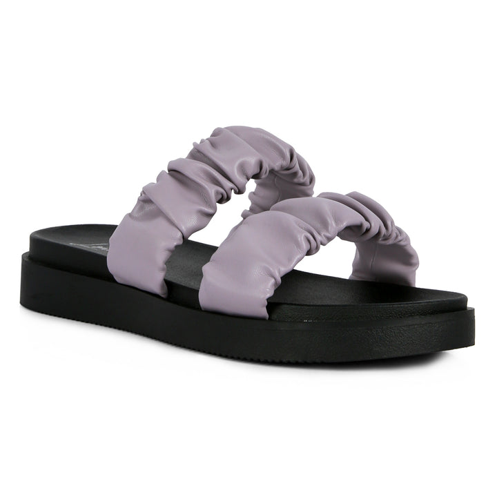 Purple Ruched Strap Platform Sandals