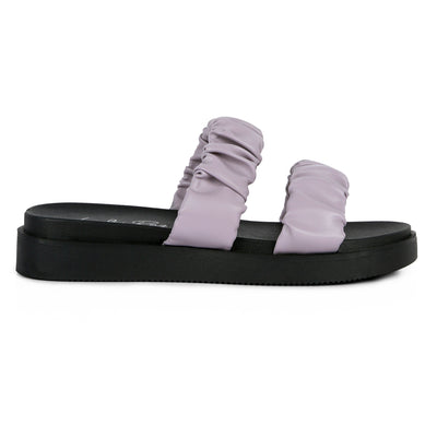 Purple Ruched Strap Platform Sandals