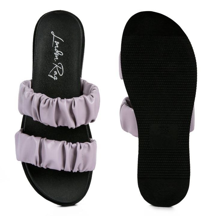 Purple Ruched Strap Platform Sandals