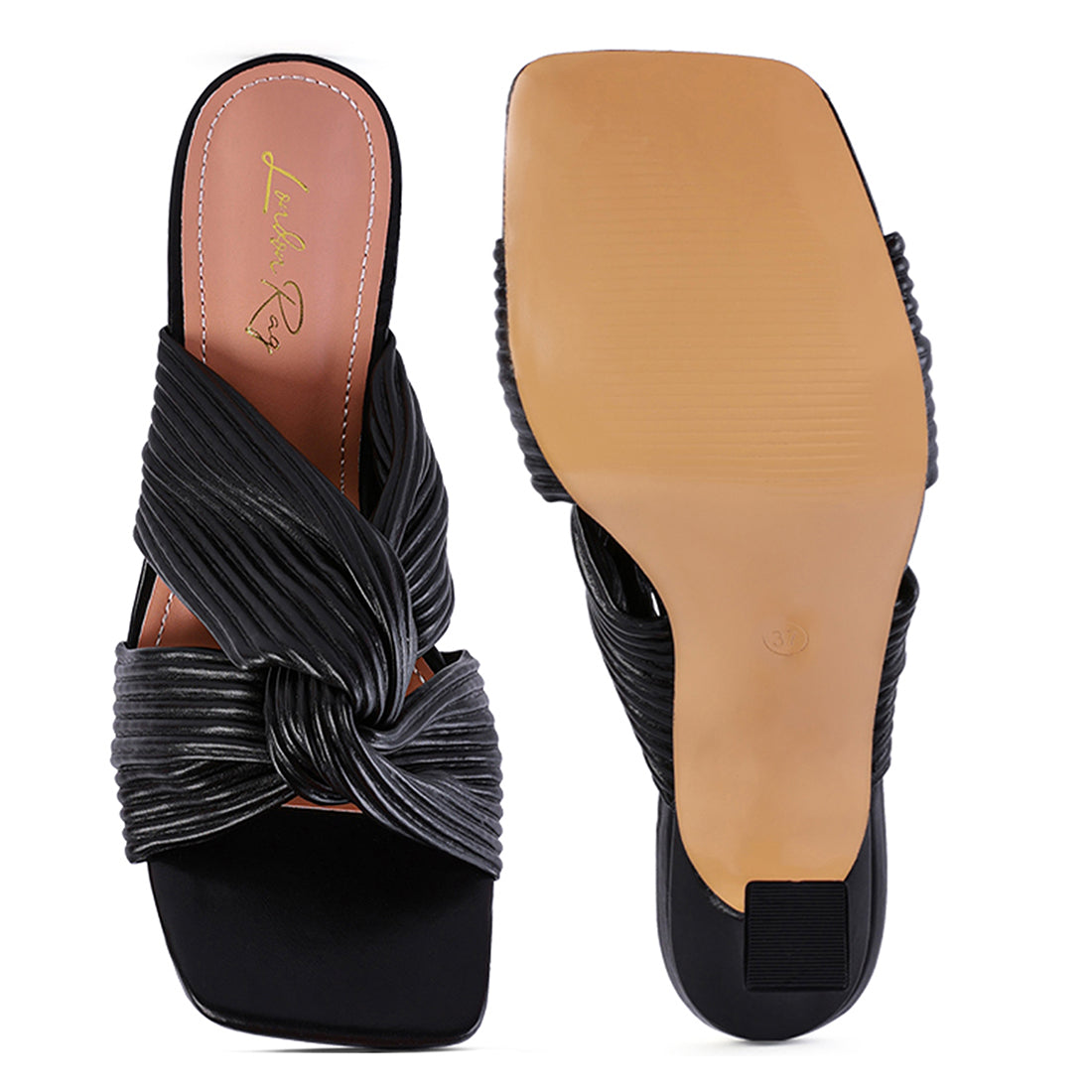 Black Knot Strap Slide Sandals