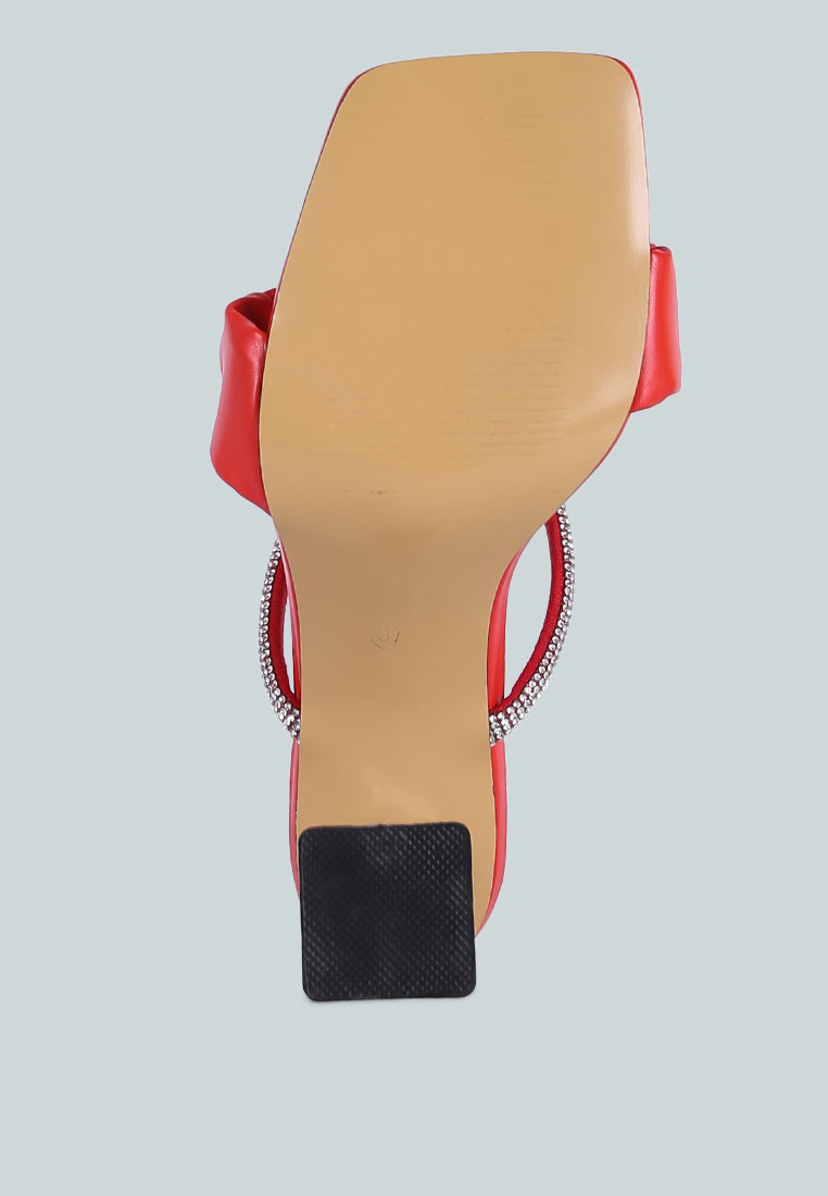 women clear heel rhinestone sandals#color_red