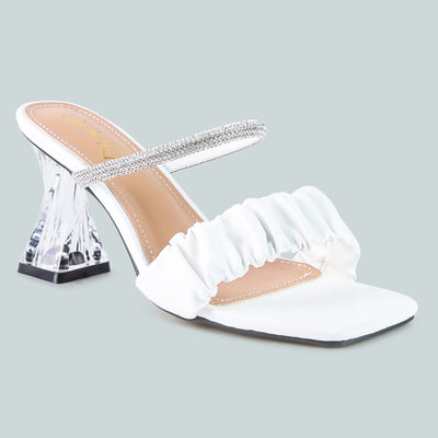 White Clear Heel Rhinestone Sandals