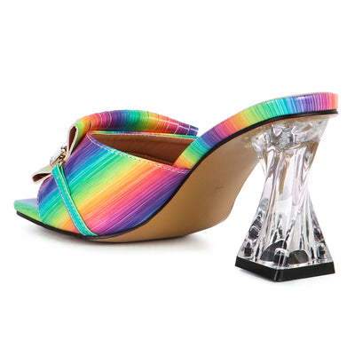Multicolor Clear Heel Jewel Sandal