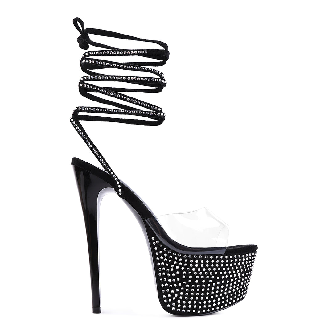 Black Sugar Mom Strappy Diamante Platform High Heels