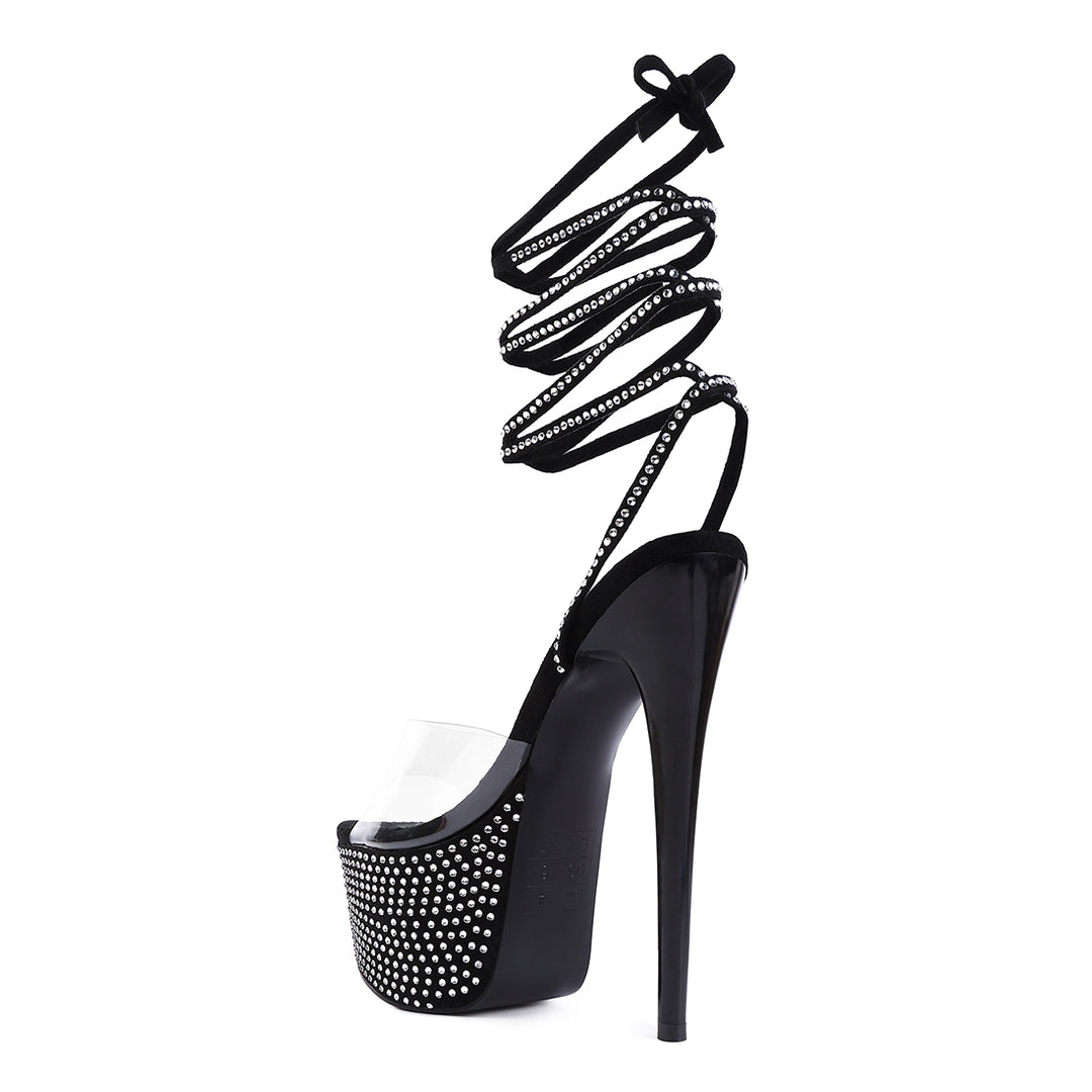 Black Sugar Mom Strappy Diamante Platform High Heels