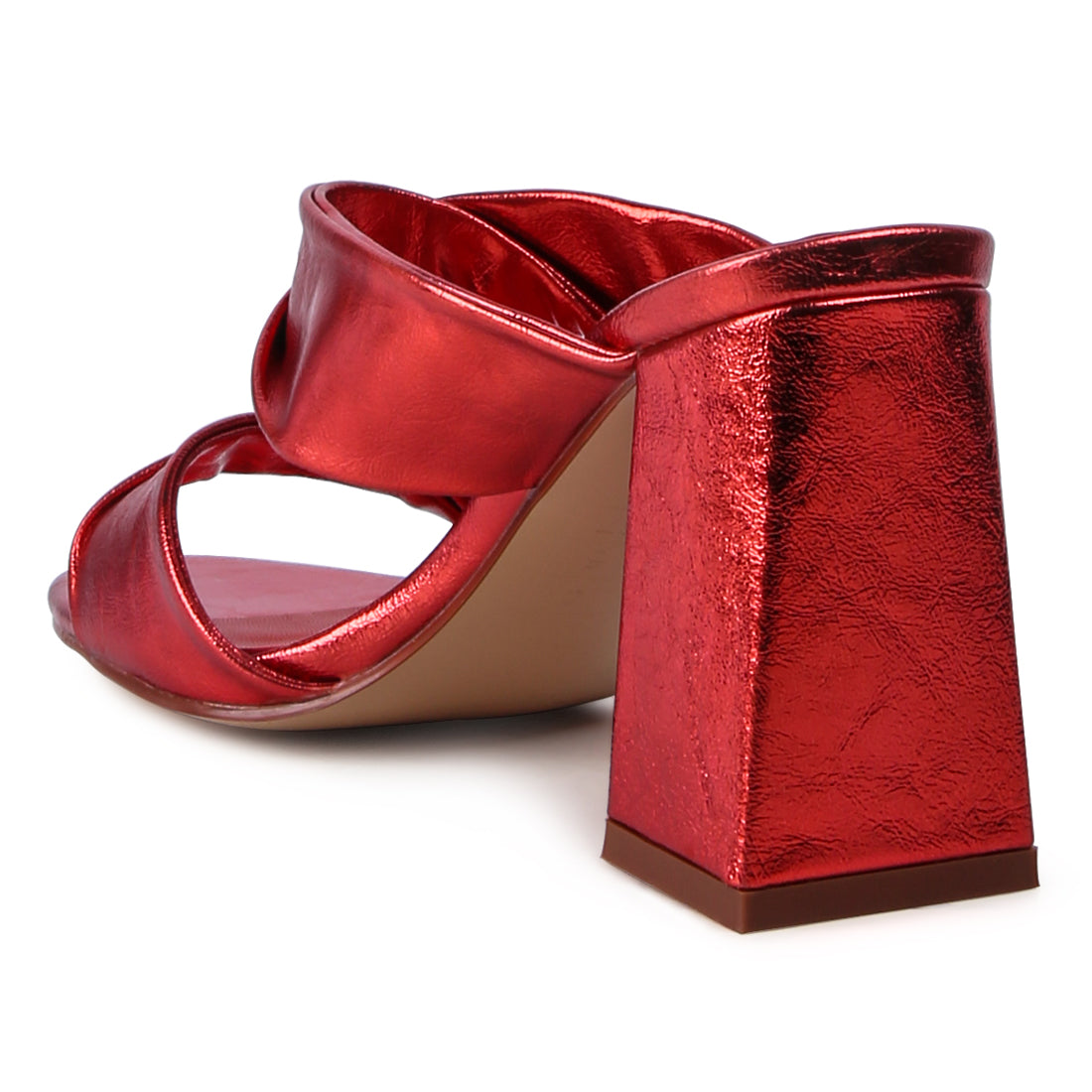 Red High Heeled Block Heel Sandal