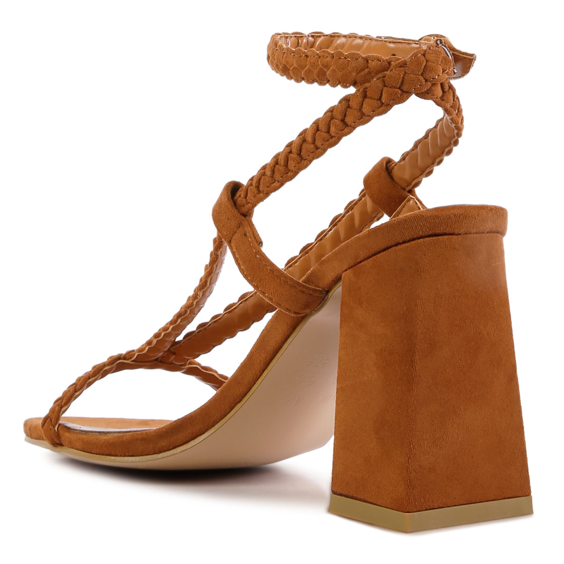 Smoosh Braided Block Heel Sandals in Tan