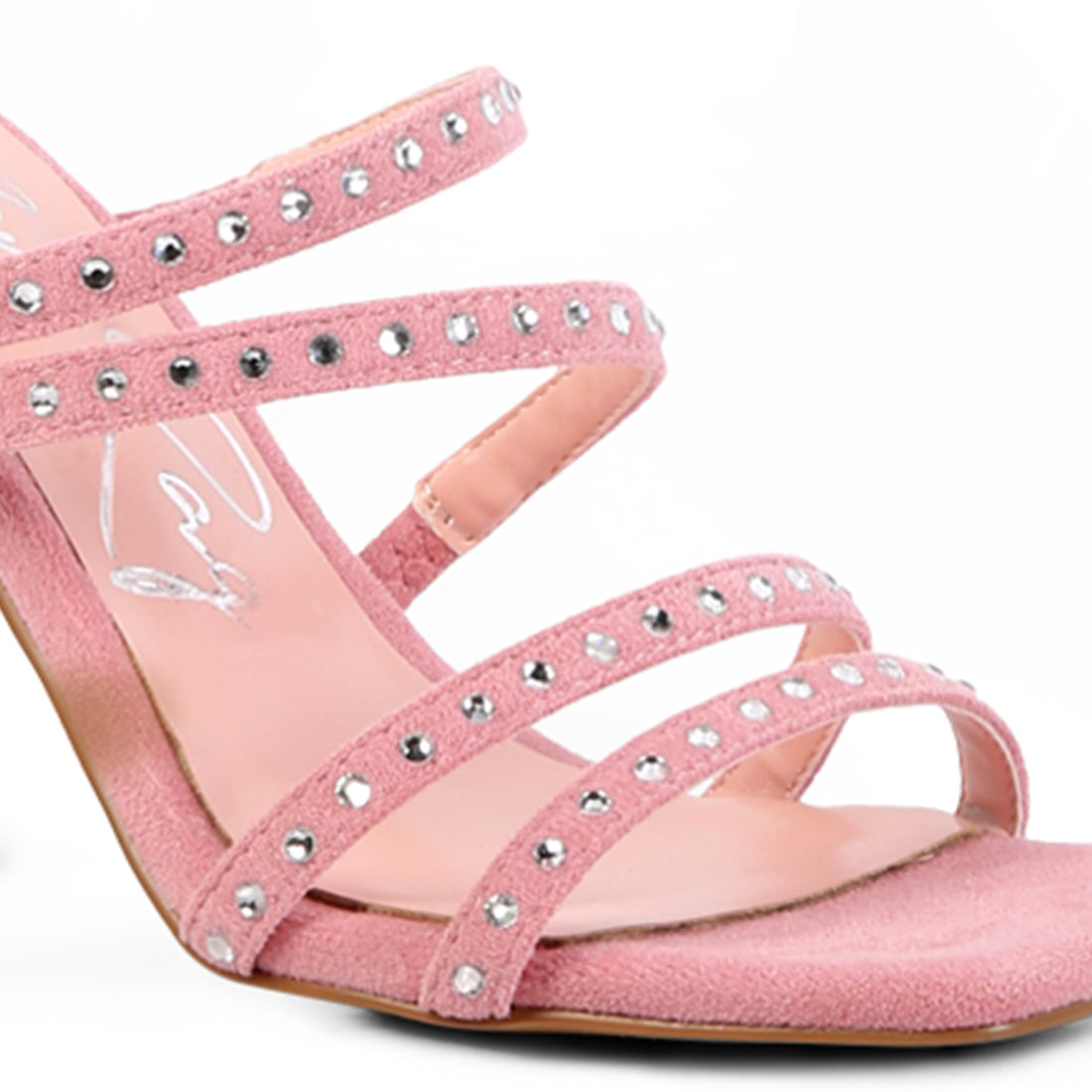 Pink High Heel Multi Strap Sandals