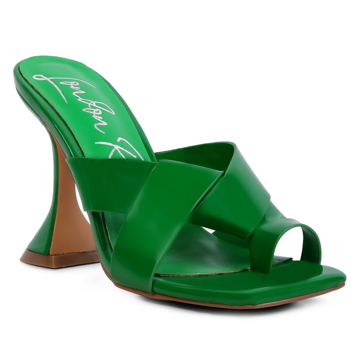 women intertwined toe ring heeled sandals#color_green