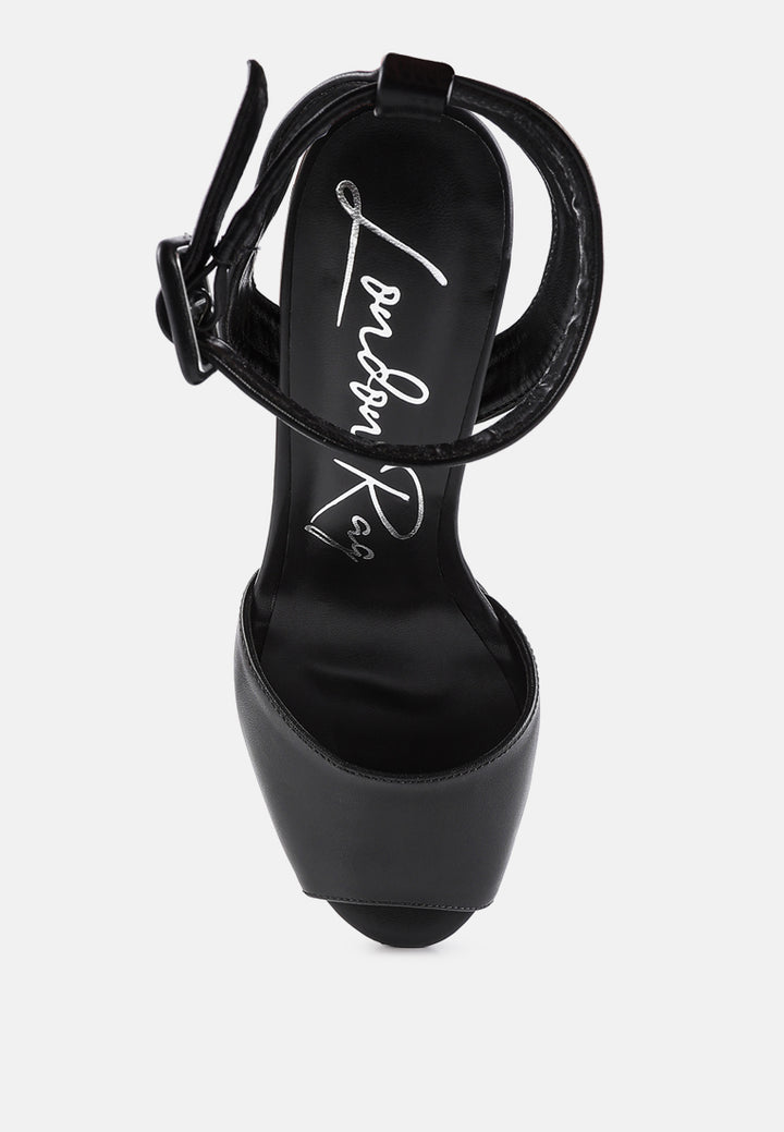 women peep-toe high platform block sandals#color_black