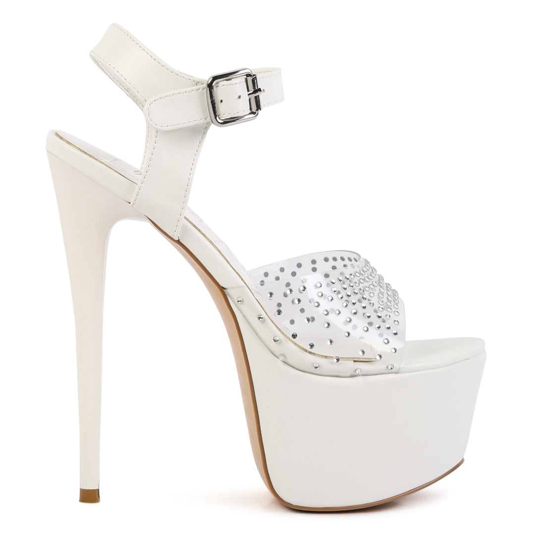 White Ultra High Heel Clear Sandal