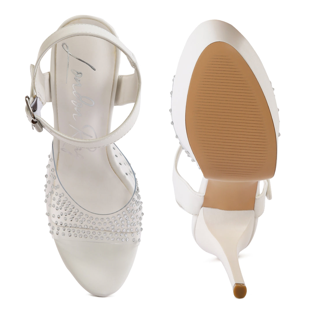 White Ultra High Heel Clear Sandal