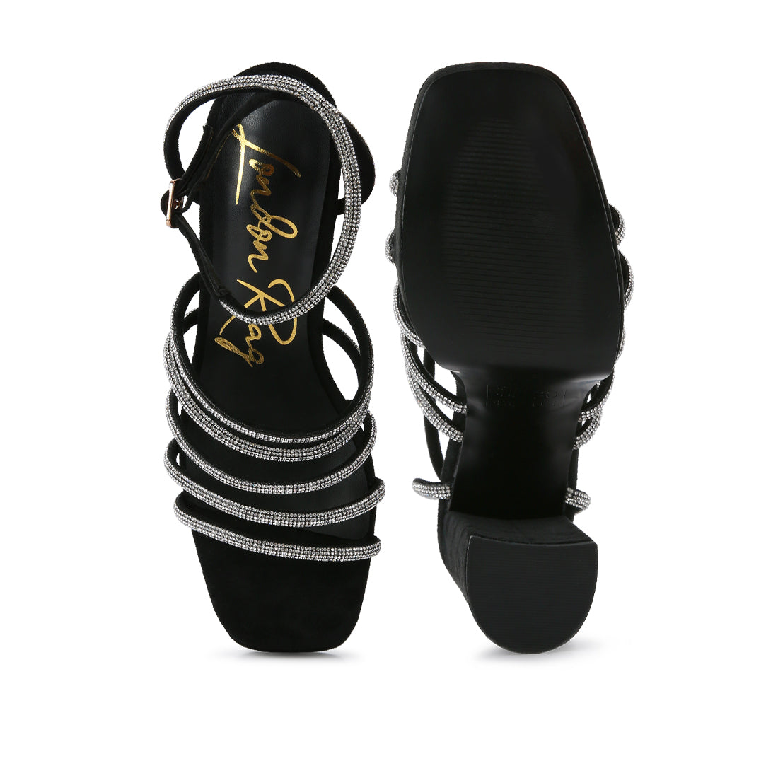 Black High Block Heeled Sandals