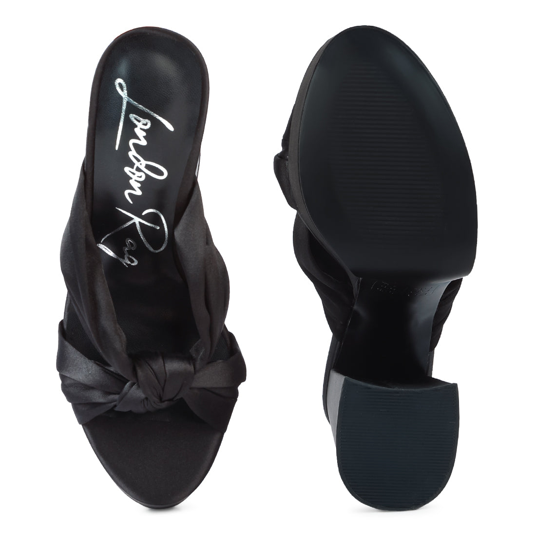 Black Knotted Chunky Platform Heels
