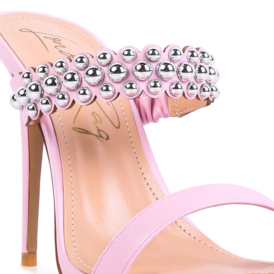 Pink High Heel Metal Ball Sandals