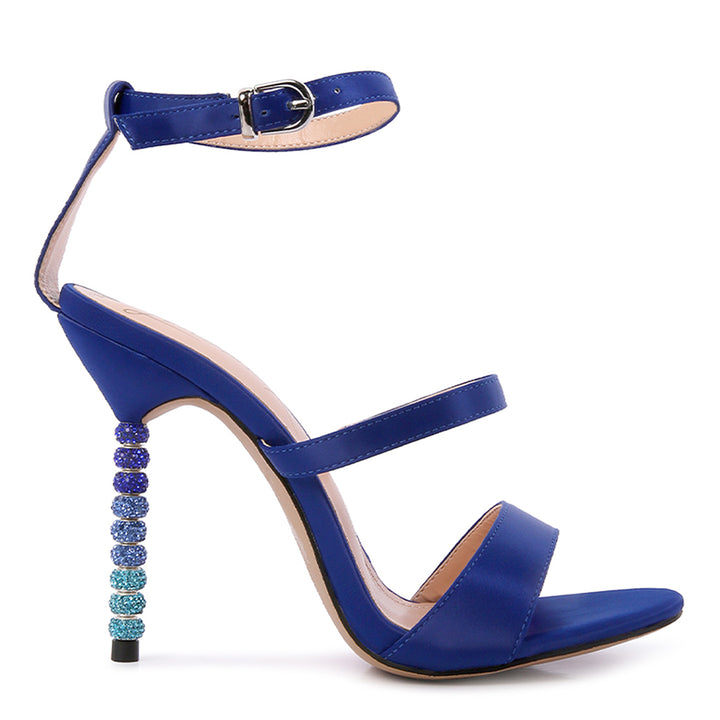 rhinestone ball heel satin sandals#color_blue