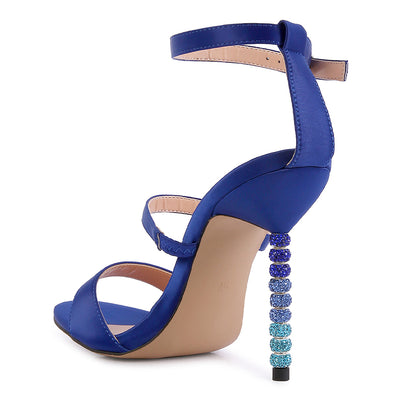 rhinestone ball heel satin sandals#color_blue